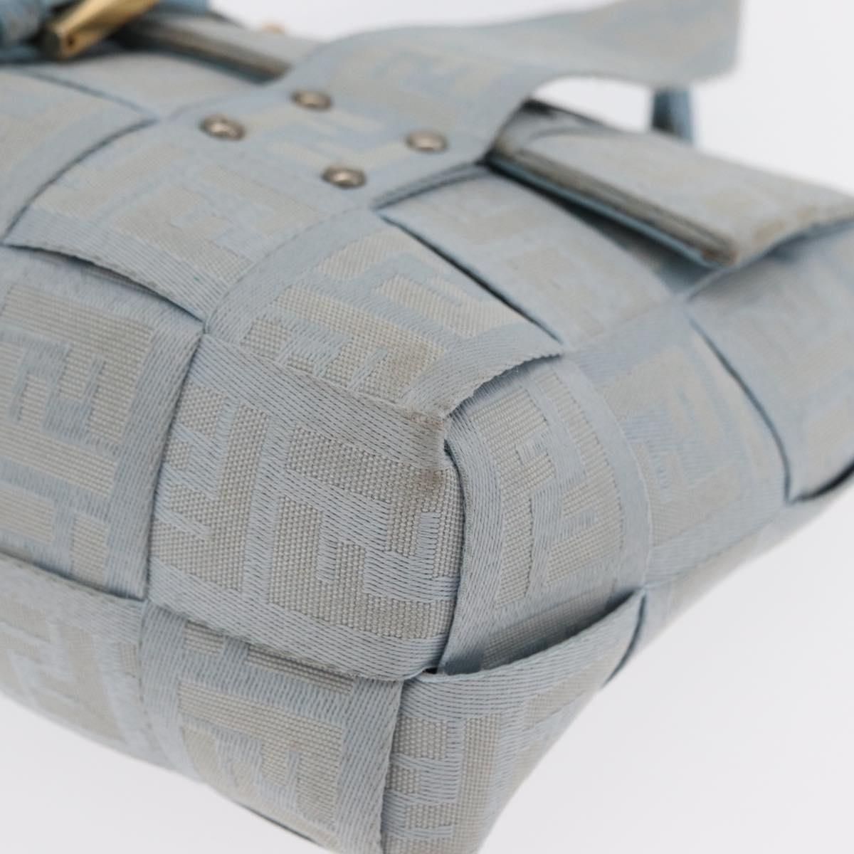 FENDI Zucca Canvas Hand Bag Light Blue Gold Auth 151194V