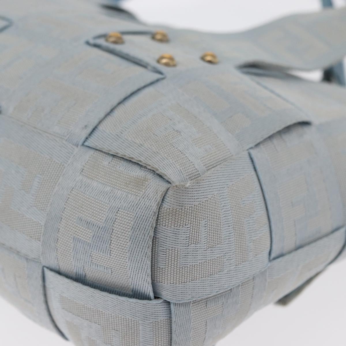 FENDI Zucca Canvas Hand Bag Light Blue Gold Auth 151194V