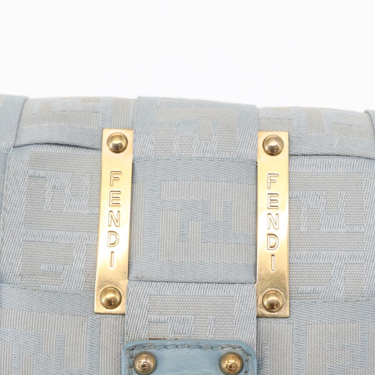 FENDI Zucca Canvas Hand Bag Light Blue Gold Auth 151194V