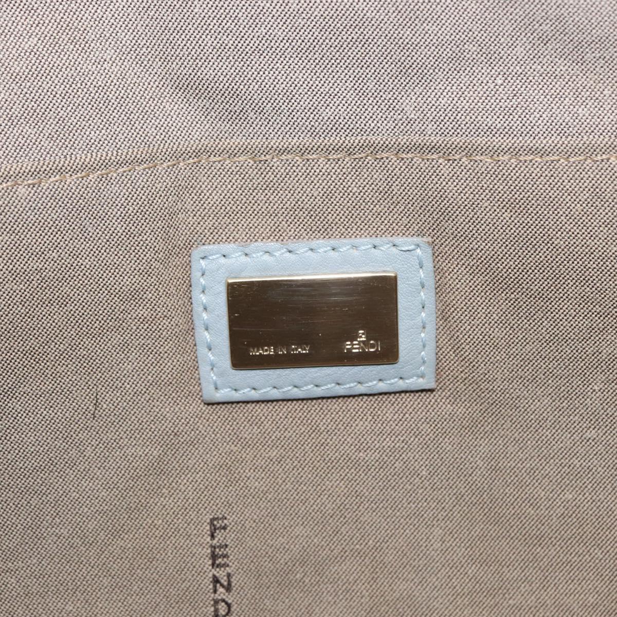 FENDI Zucca Canvas Hand Bag Light Blue Gold Auth 151194V