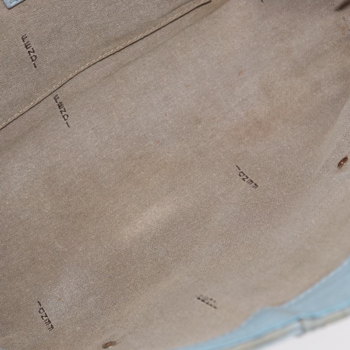 FENDI Zucca Canvas Hand Bag Light Blue Gold Auth 151194V