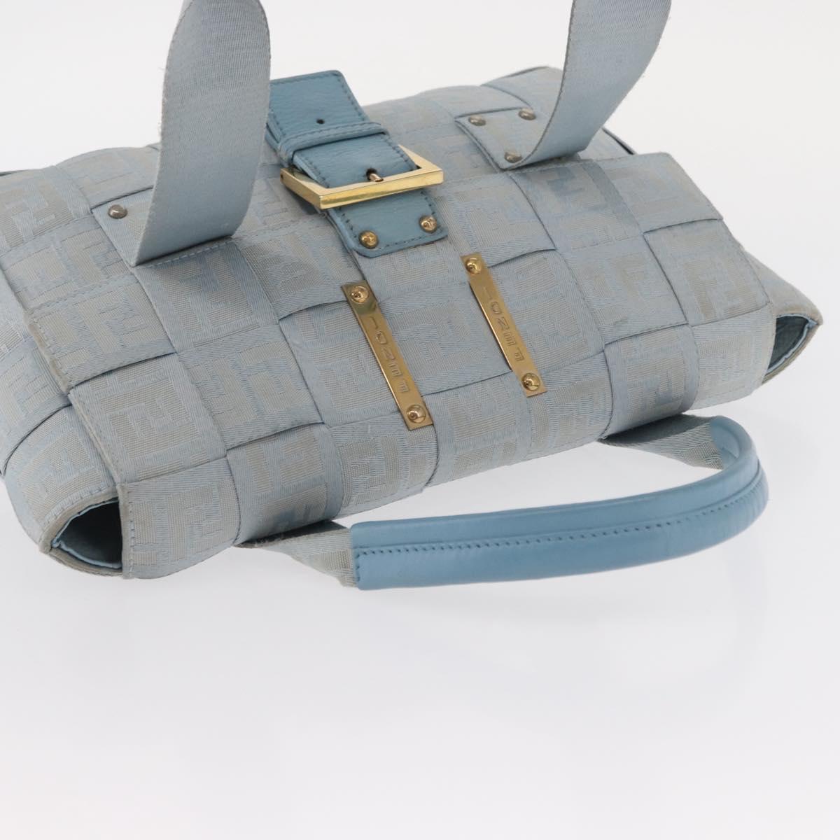 FENDI Zucca Canvas Hand Bag Light Blue Gold Auth 151194V