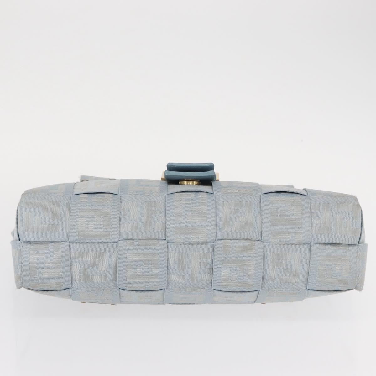 FENDI Zucca Canvas Hand Bag Light Blue Gold Auth 151194V