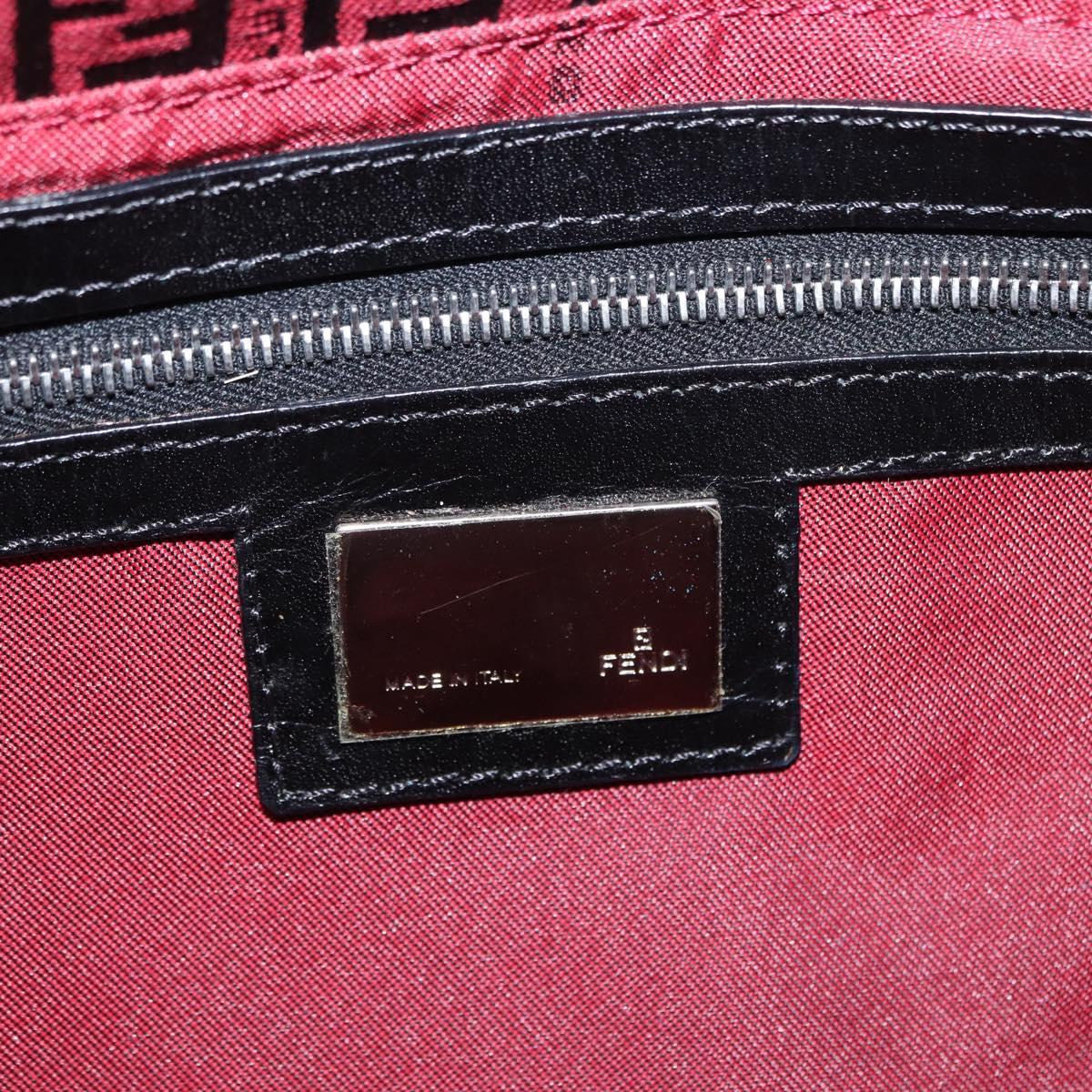 FENDI Zucchino Canvas Mamma Baguette Shoulder Bag Red Silver Auth 151195SAM
