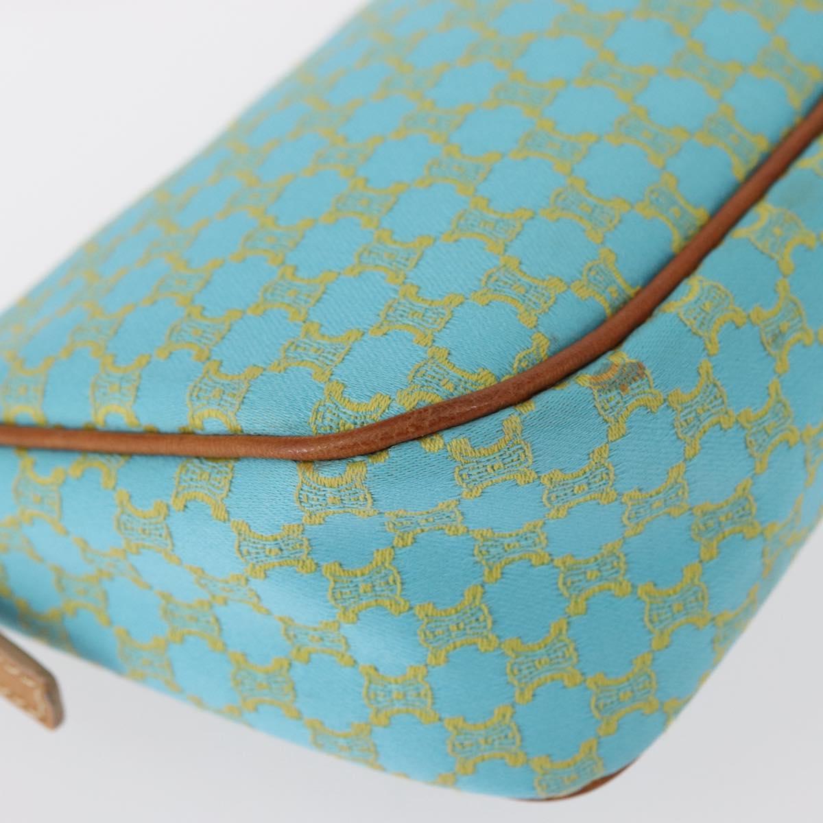 CELINE Macadam Canvas Accessory Pouch Turquoise Blue Silver Auth 151197A