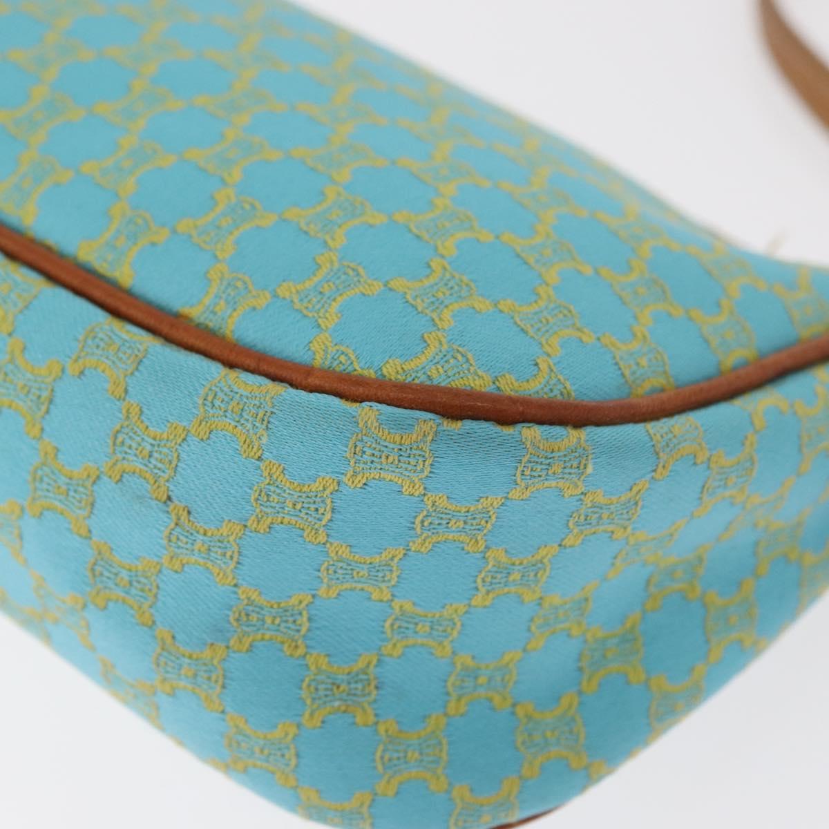 CELINE Macadam Canvas Accessory Pouch Turquoise Blue Silver Auth 151197A