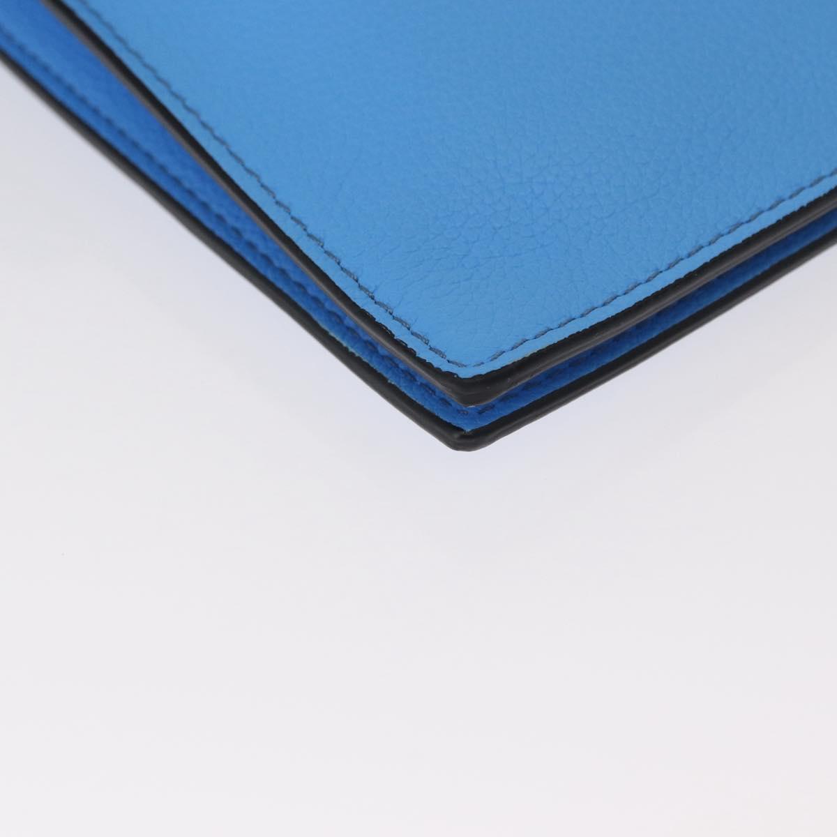 VERSACE Phone Pouch Shoulder Bag Leather 2way Light Blue Gold Auth 151198V