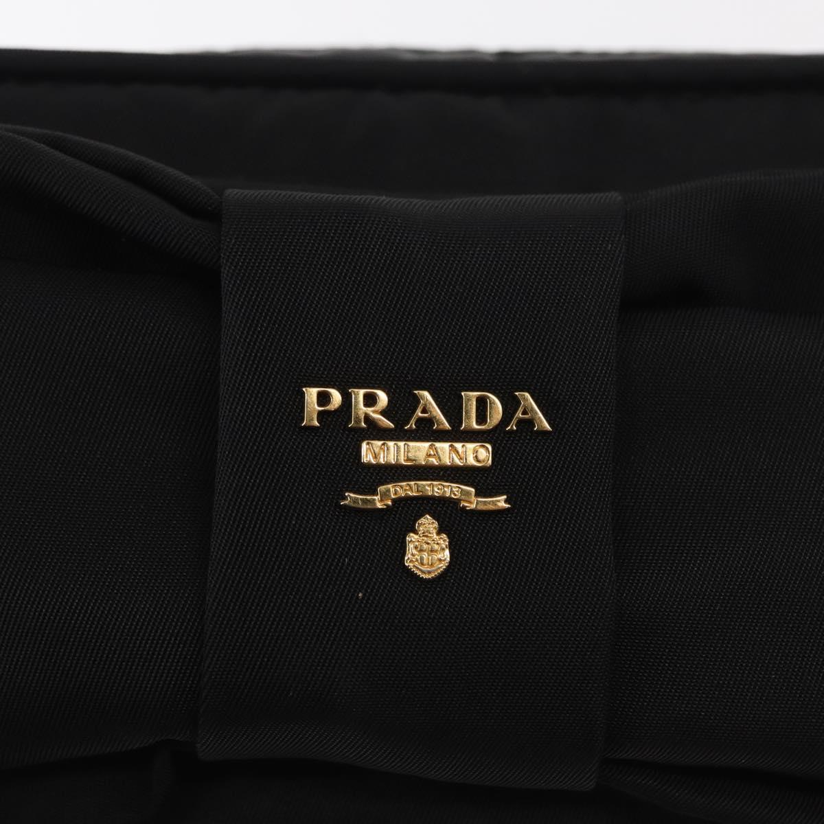 PRADA Chain Shoulder Bag Nylon Black Gold Auth 151199V
