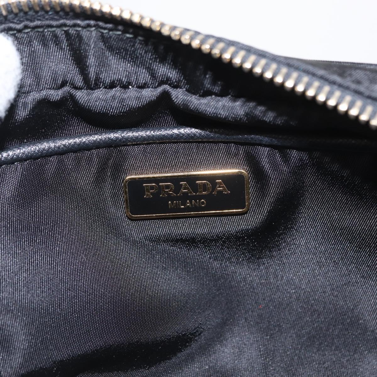 PRADA Chain Shoulder Bag Nylon Black Gold Auth 151199V