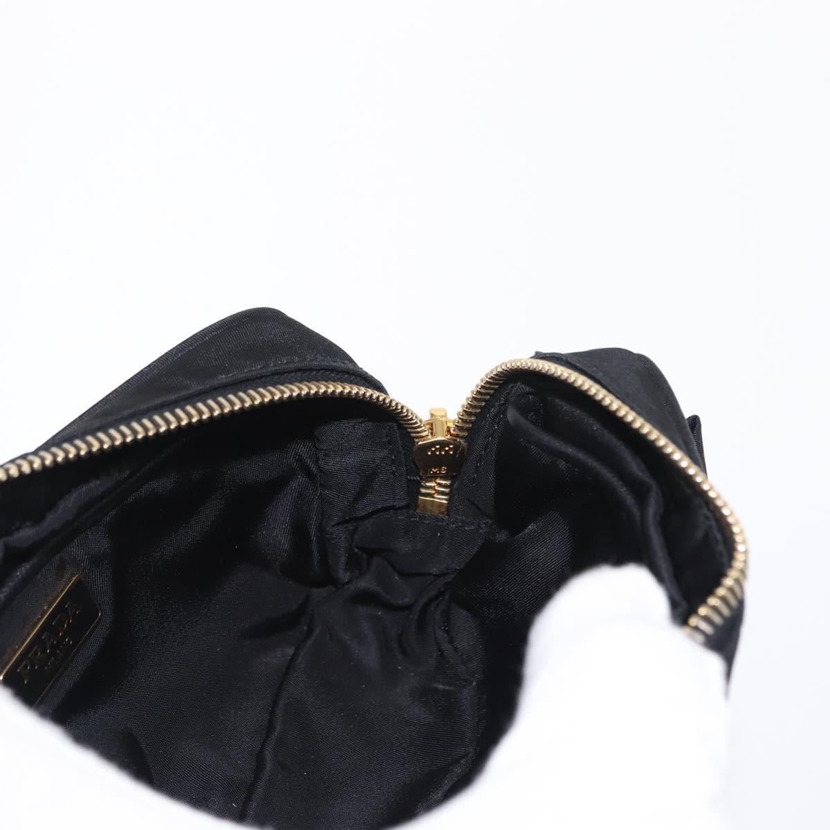 PRADA Chain Shoulder Bag Nylon Black Gold Auth 151199V