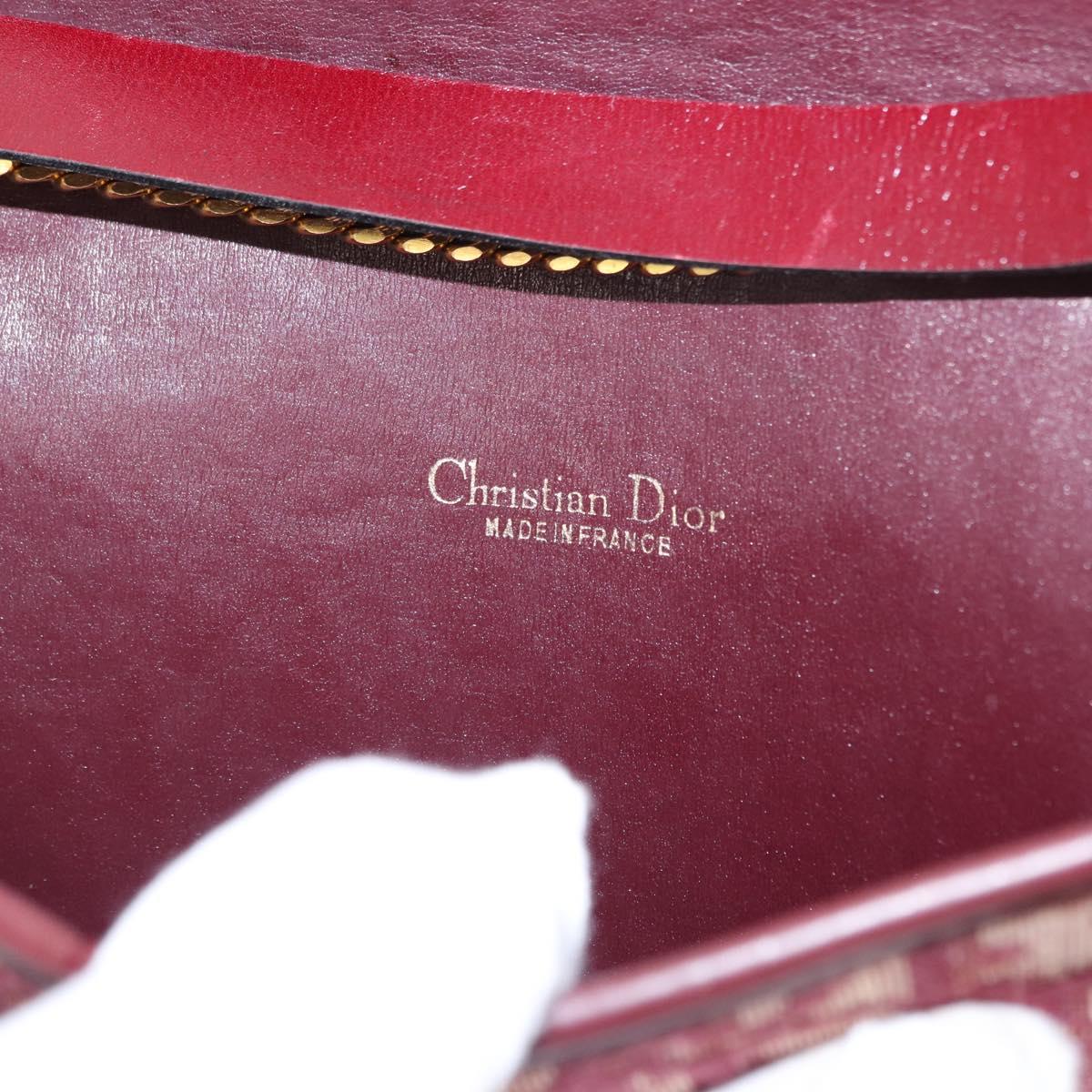 Christian Dior Trotter Canvas Chain Shoulder Bag Red Gold Auth 151235
