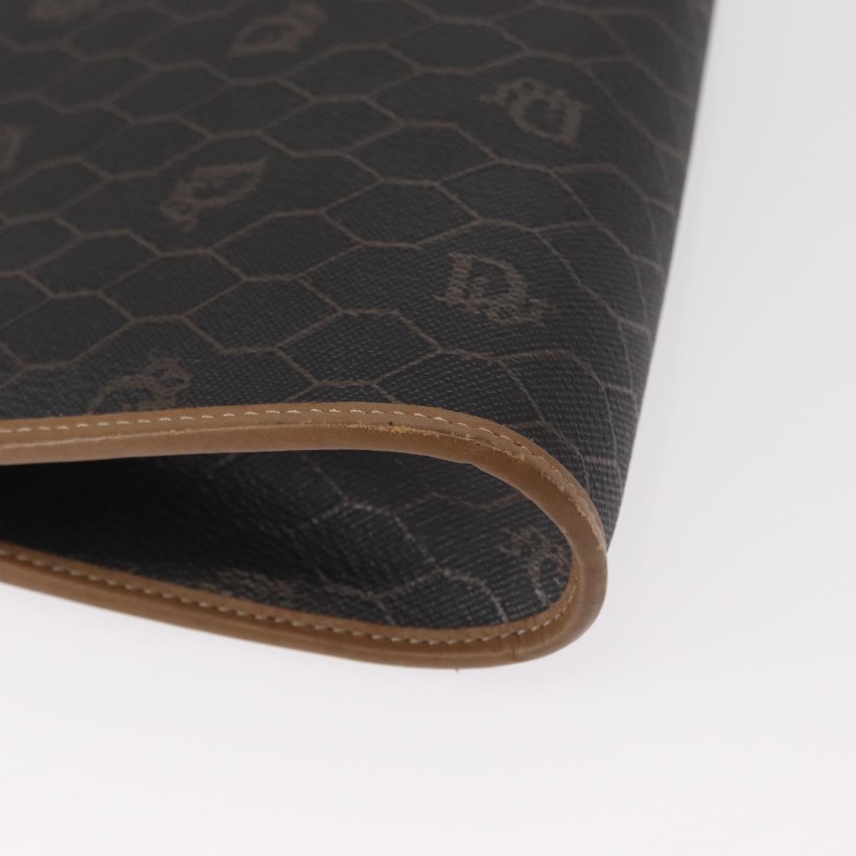 Christian Dior Honeycomb Canvas Chain Shoulder Bag PVC Black Gold Auth 151236