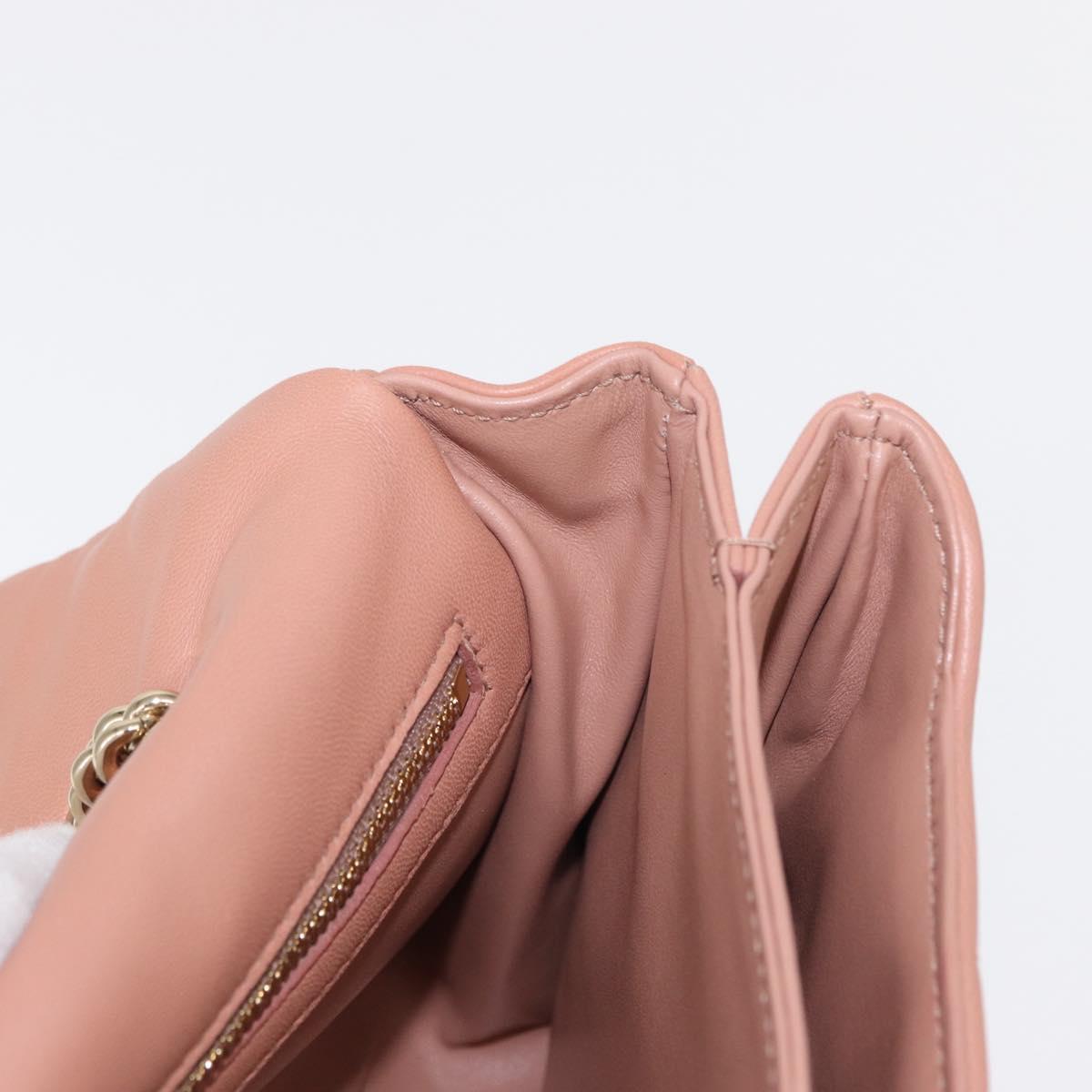 Salvatore Ferragamo Vala Chain Shoulder Bag Leather Pink Gold Auth 151237