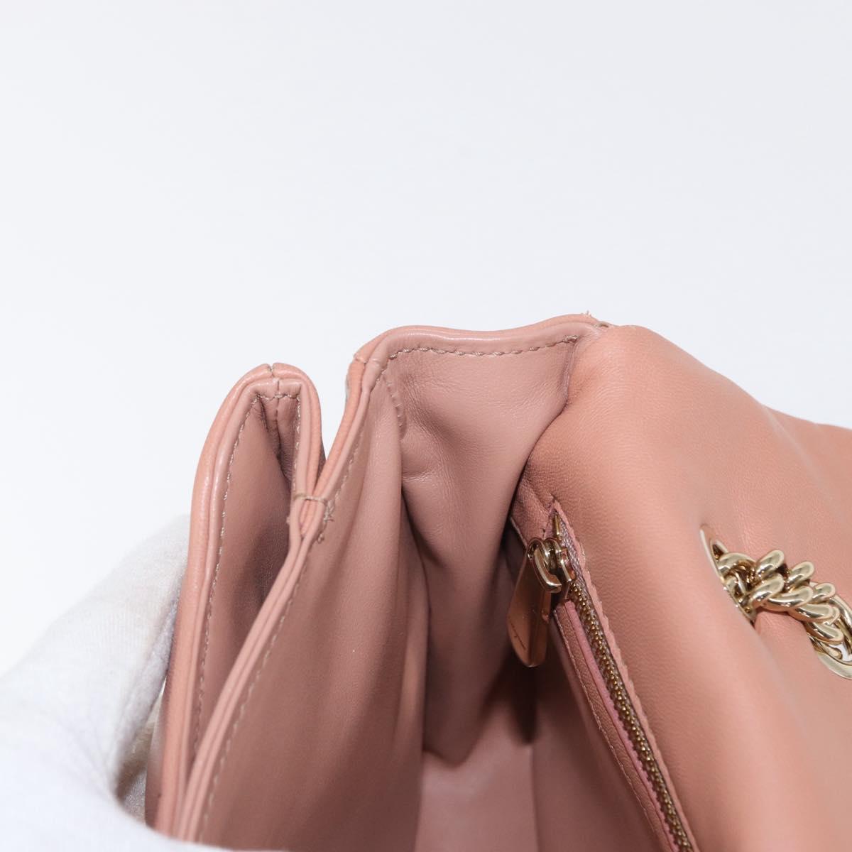 Salvatore Ferragamo Vala Chain Shoulder Bag Leather Pink Gold Auth 151237