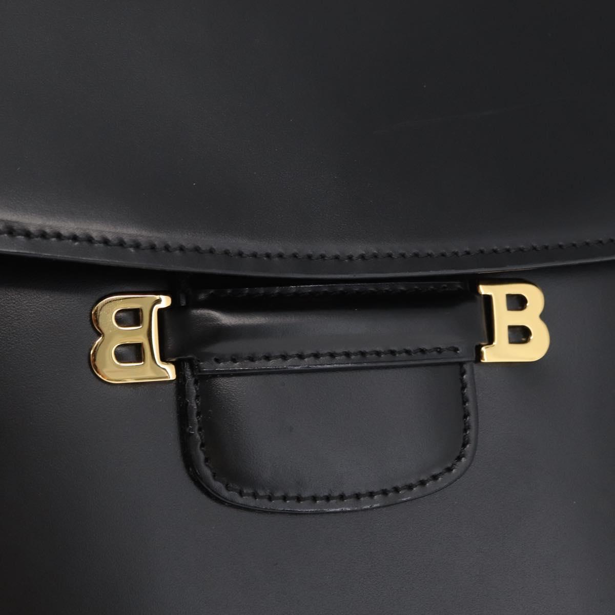 BALLY Shoulder Bag Leather Black Gold Auth 151255