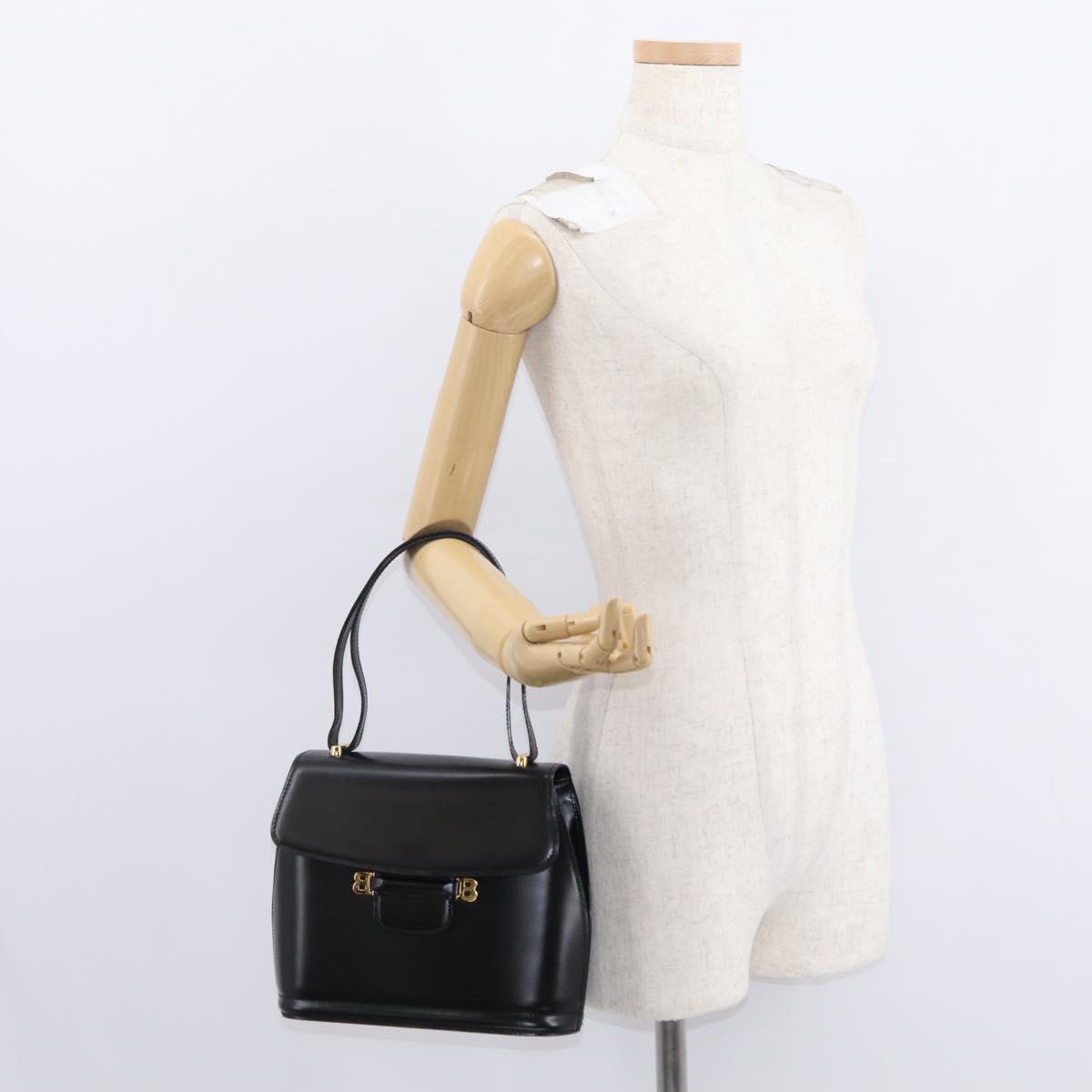 BALLY Shoulder Bag Leather Black Gold Auth 151255