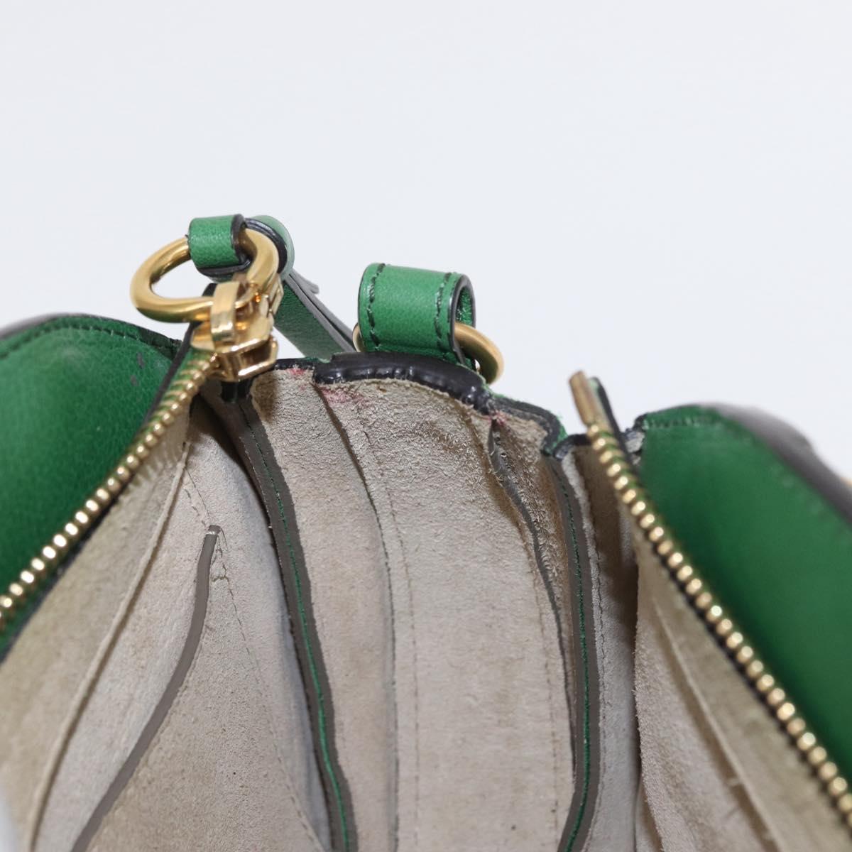 Chloe Pixy Hand Bag Leather Suede 2way Green Gold Auth 151257