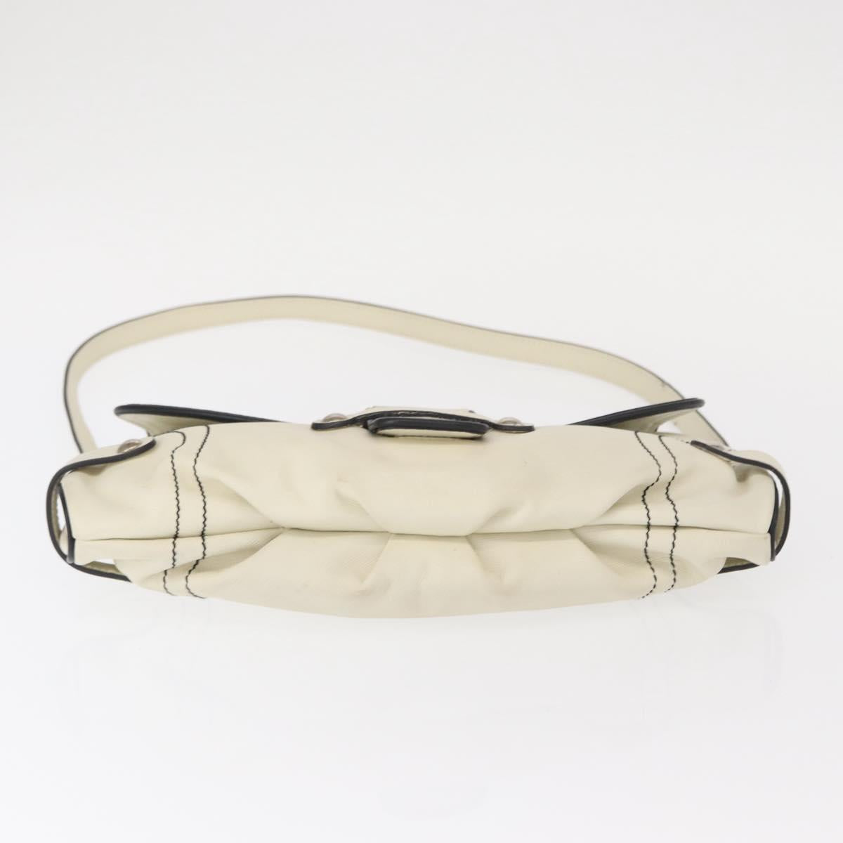 Salvatore Ferragamo Gancini Shoulder Bag Leather Silver White Auth 151258