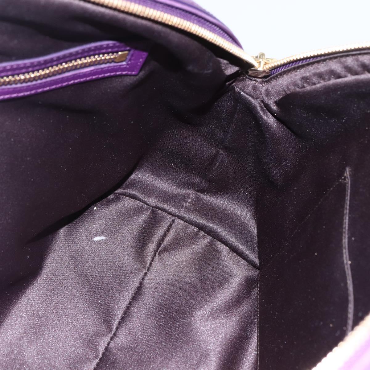 Salvatore Ferragamo Gancini Hand Bag Leather 2way Purple Gold Auth 151259