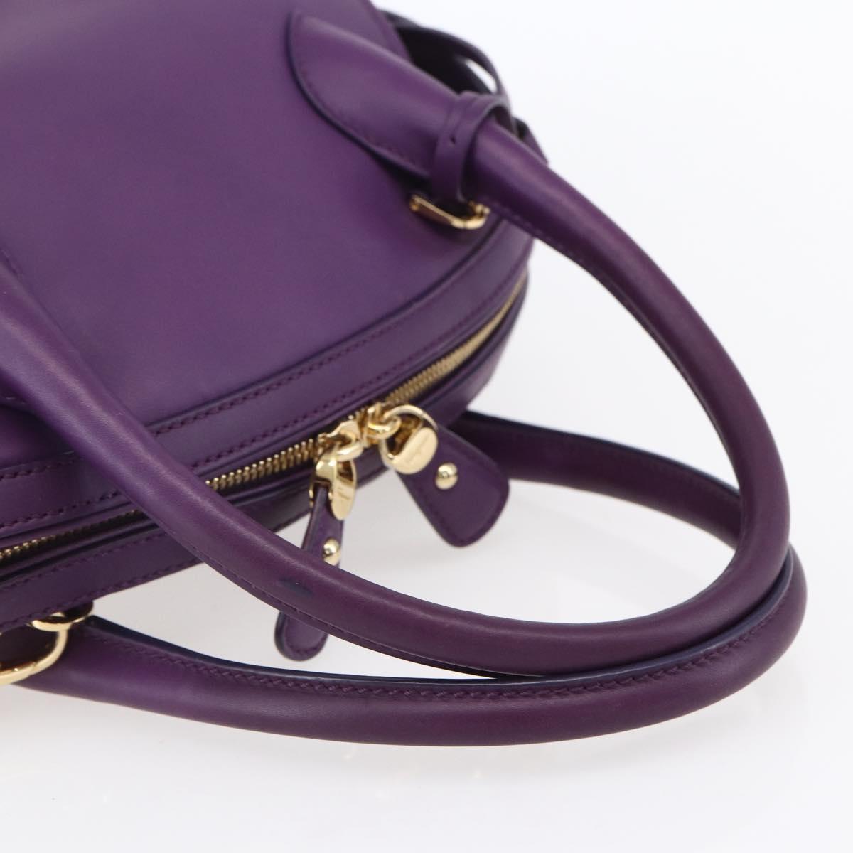 Salvatore Ferragamo Gancini Hand Bag Leather 2way Purple Gold Auth 151259