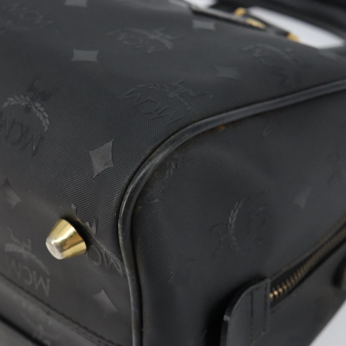 MCM Vicetos Logogram Hand Bag PVC 2way Black Gold Auth 151262