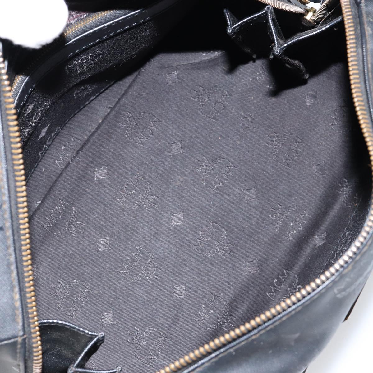 MCM Vicetos Logogram Hand Bag PVC 2way Black Gold Auth 151262