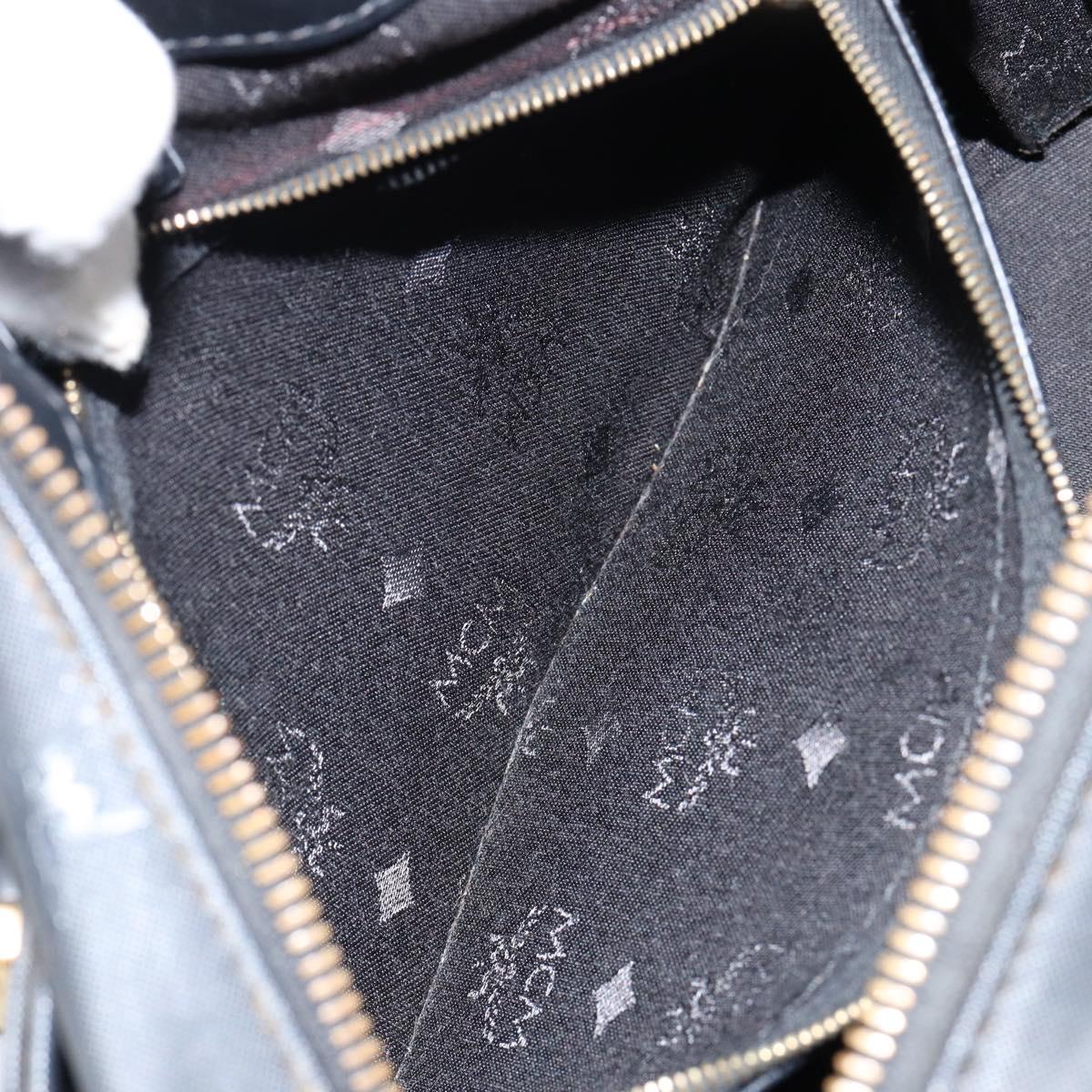 MCM Vicetos Logogram Hand Bag PVC 2way Black Gold Auth 151262