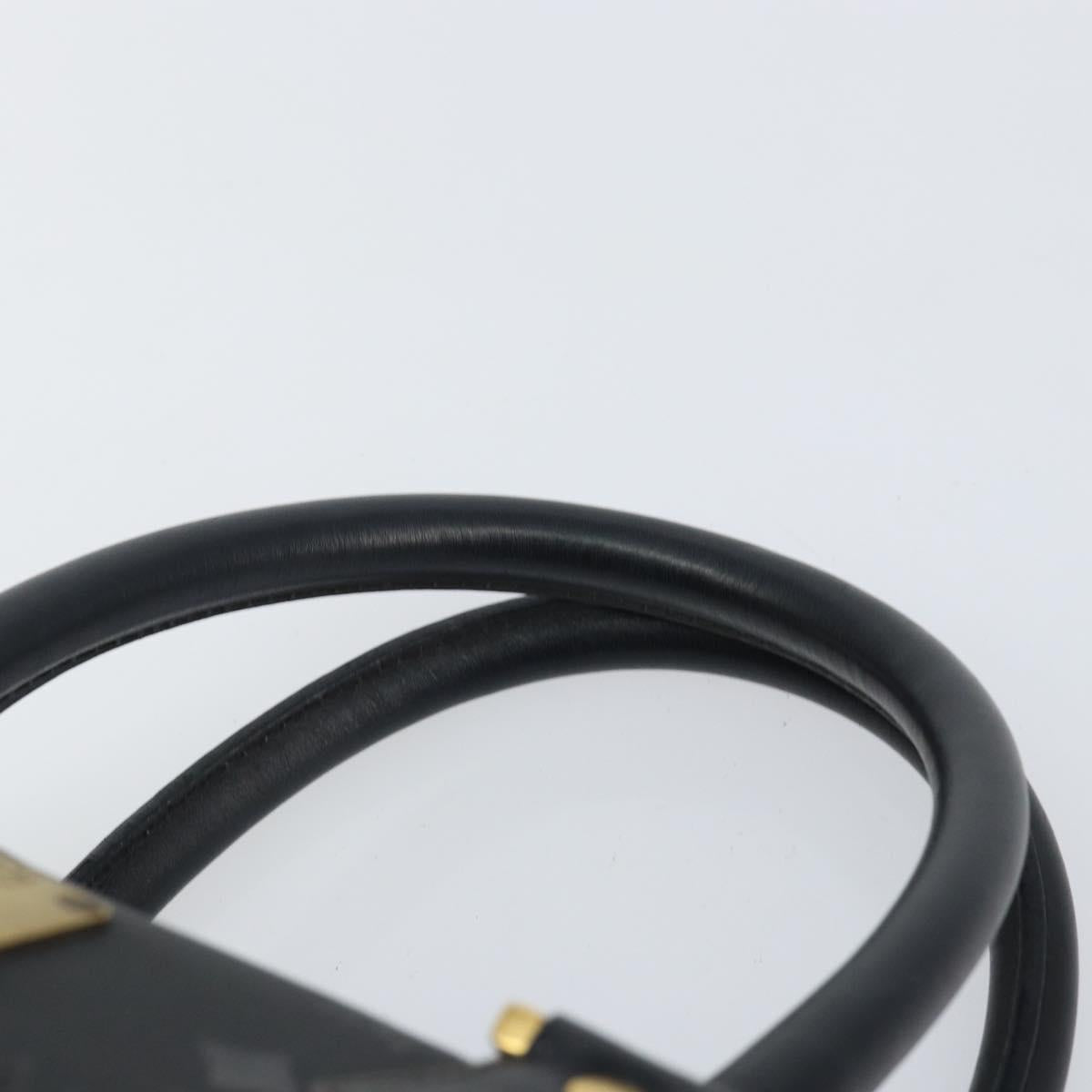 MCM Vicetos Logogram Hand Bag PVC 2way Black Gold Auth 151262