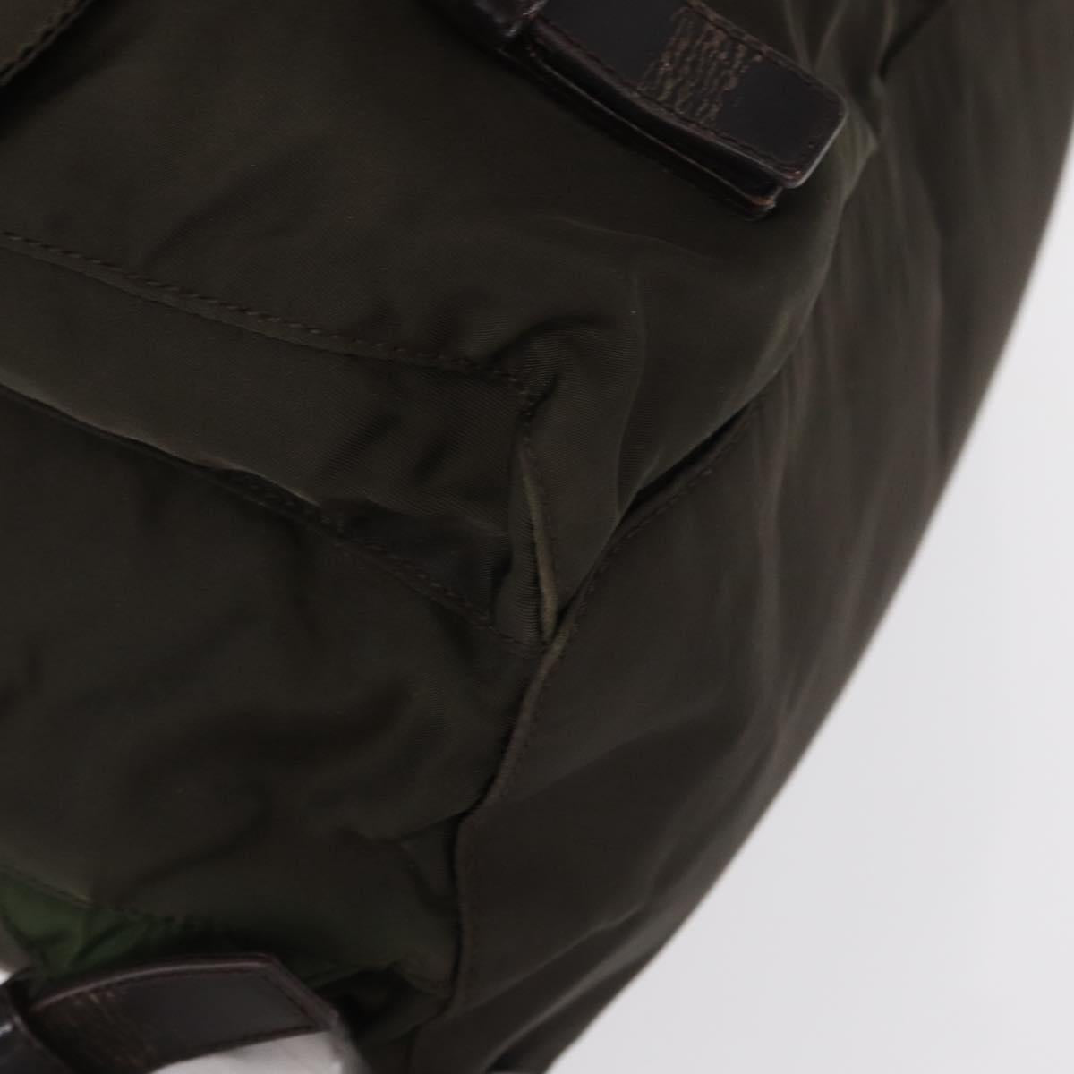 PRADA Backpack Nylon Khaki Silver Auth 151263