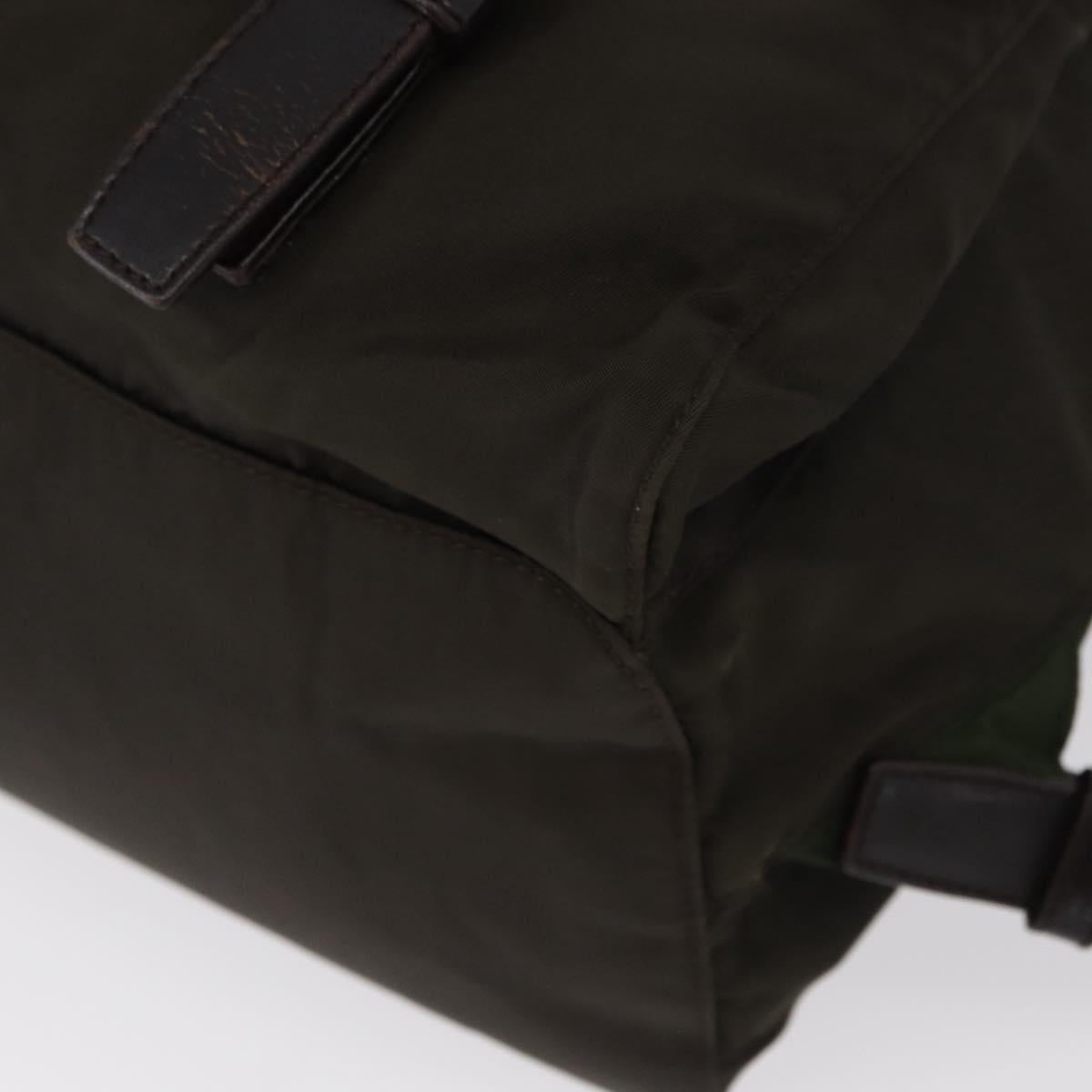 PRADA Backpack Nylon Khaki Silver Auth 151263