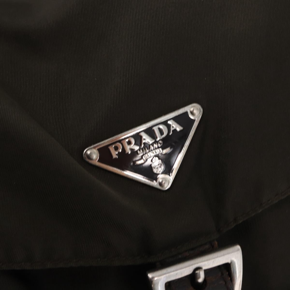 PRADA Backpack Nylon Khaki Silver Auth 151263