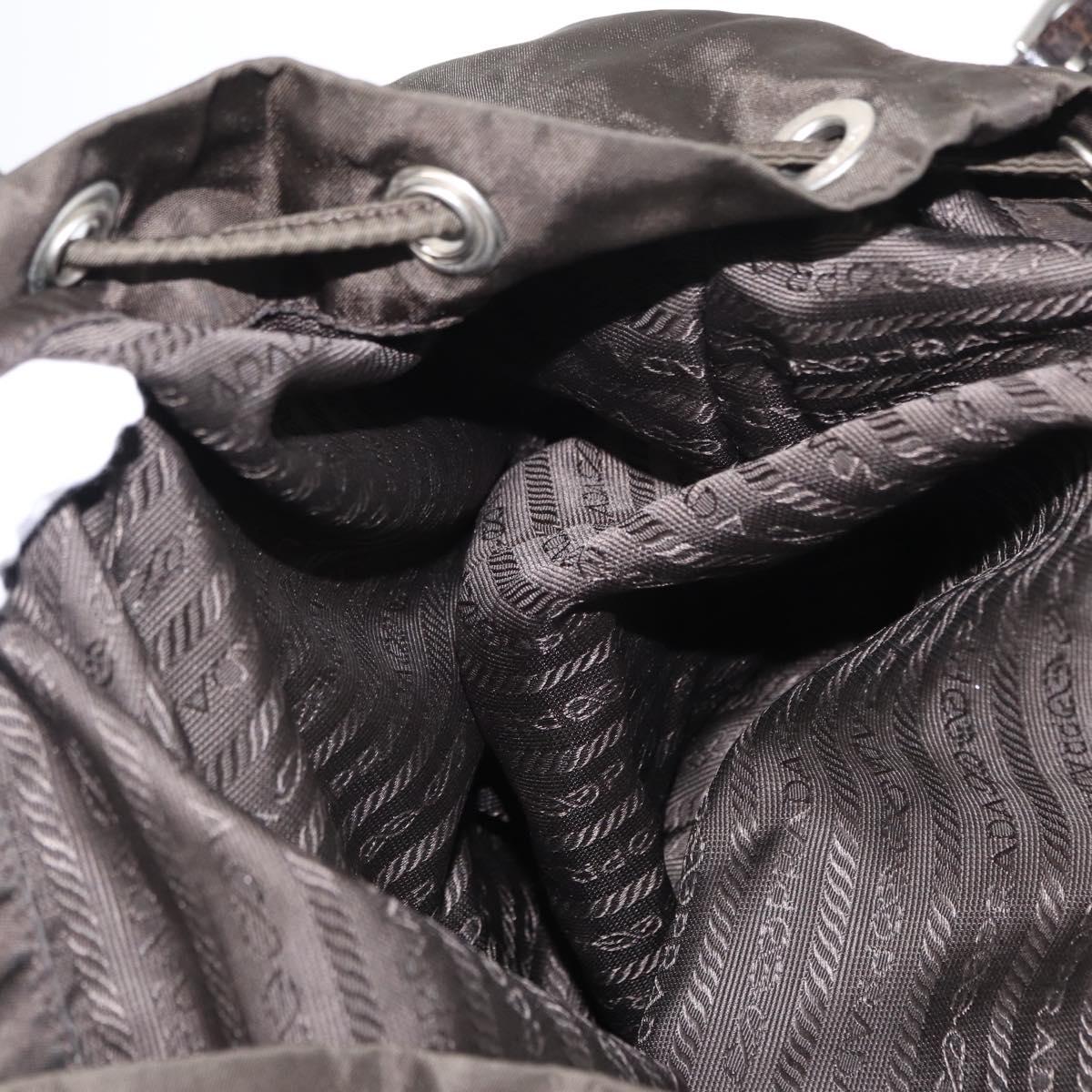 PRADA Backpack Nylon Khaki Silver Auth 151263