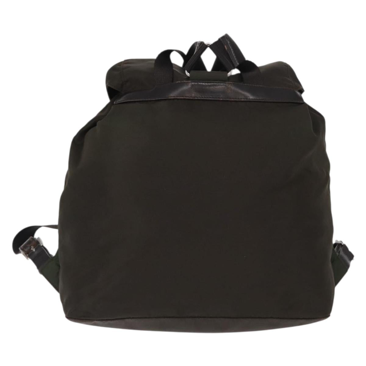 PRADA Backpack Nylon Khaki Silver Auth 151263