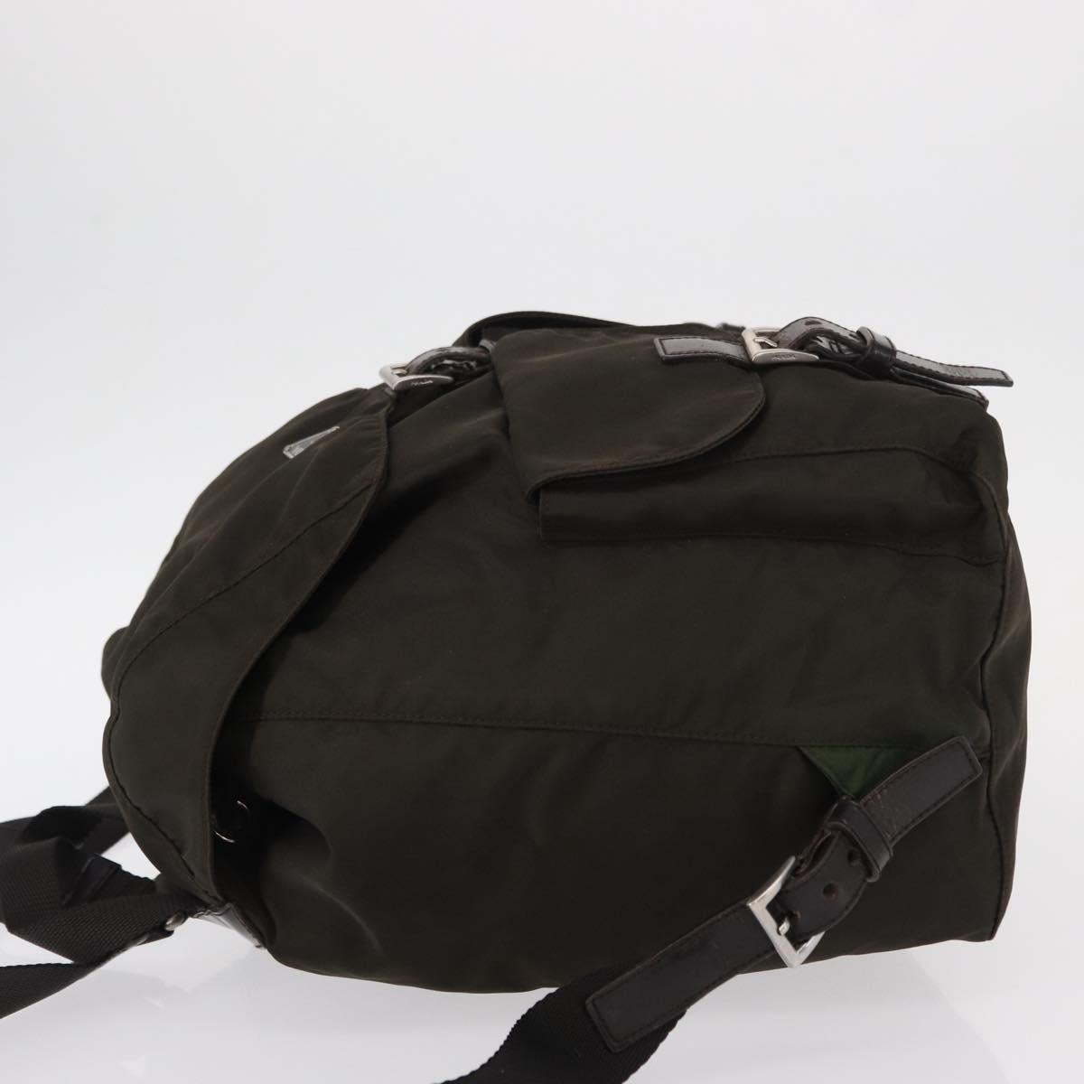 PRADA Backpack Nylon Khaki Silver Auth 151263