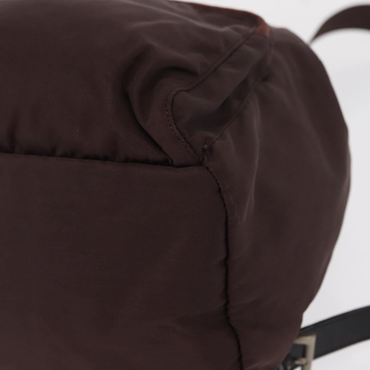 PRADA Backpack Nylon Brown Silver Auth 151264
