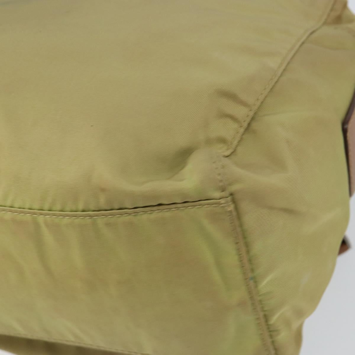 PRADA Shoulder Bag Nylon Beige Silver Auth 151265