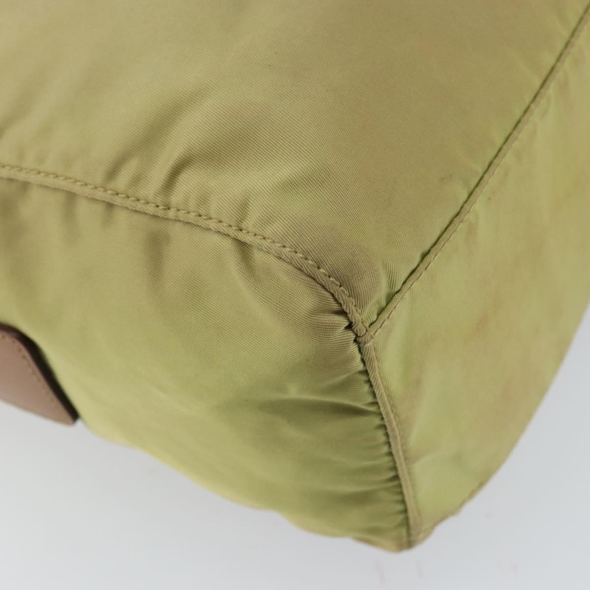 PRADA Shoulder Bag Nylon Beige Silver Auth 151265