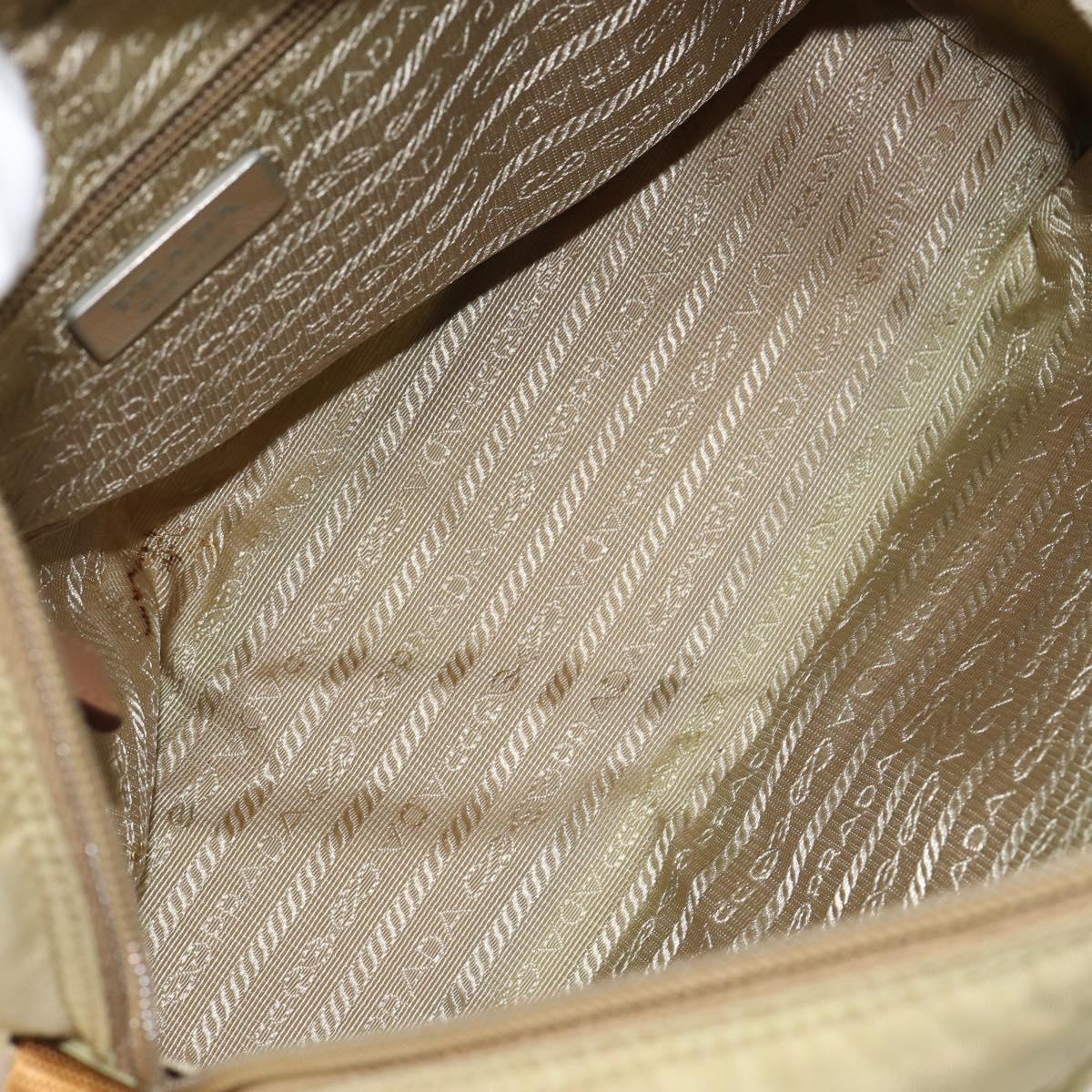 PRADA Shoulder Bag Nylon Beige Silver Auth 151265