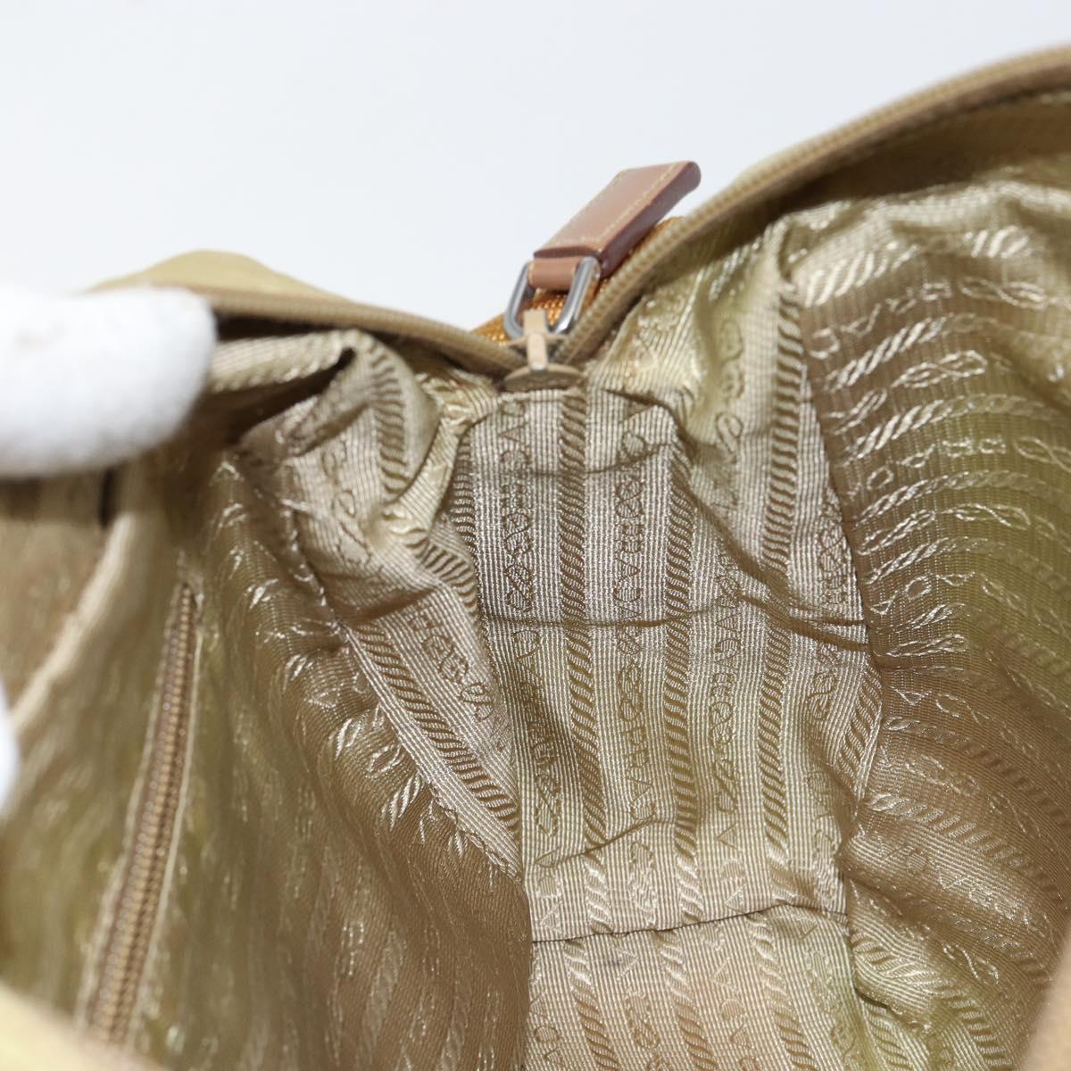 PRADA Shoulder Bag Nylon Beige Silver Auth 151265