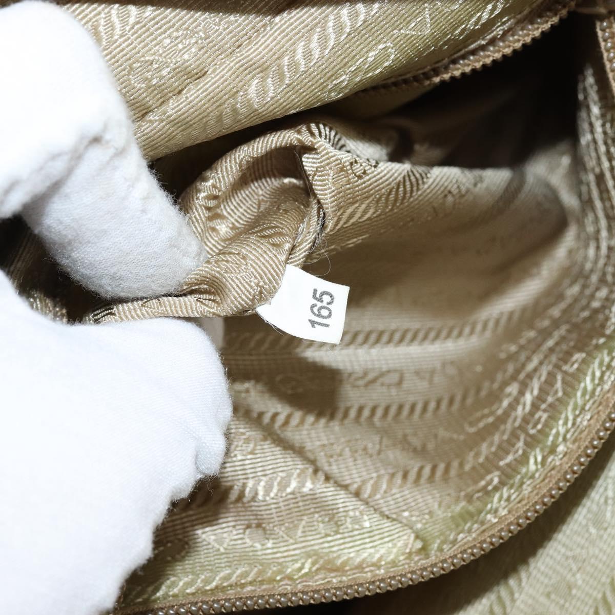 PRADA Shoulder Bag Nylon Beige Silver Auth 151265