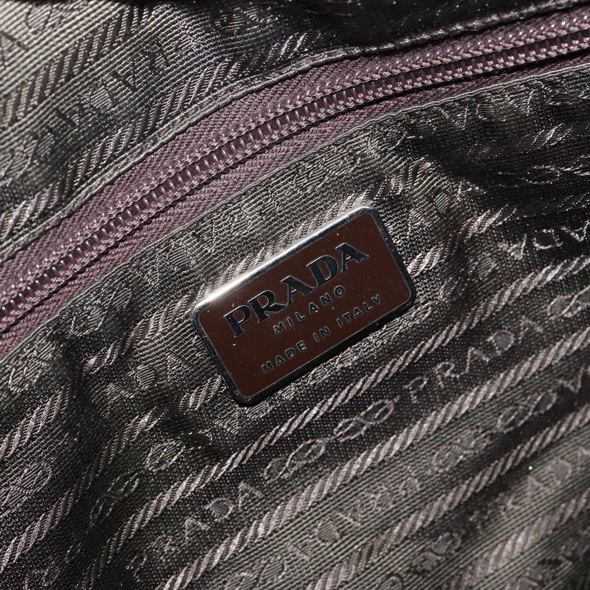 PRADA Hand Bag Nylon Khaki Silver Auth 151267