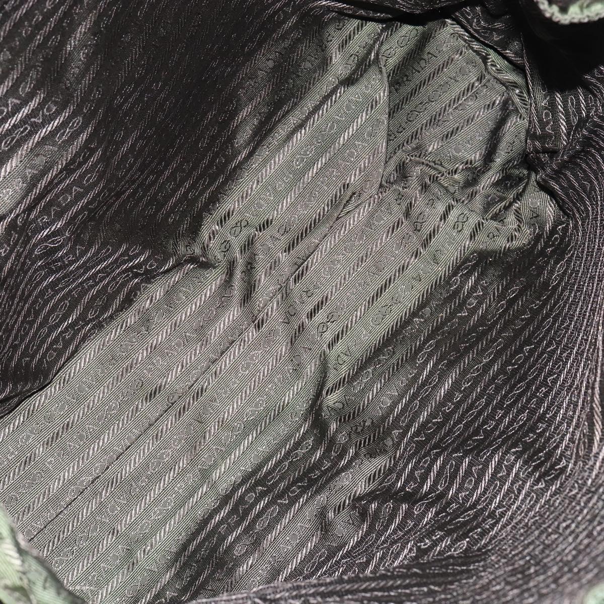 PRADA Hand Bag Nylon Khaki Silver Auth 151267