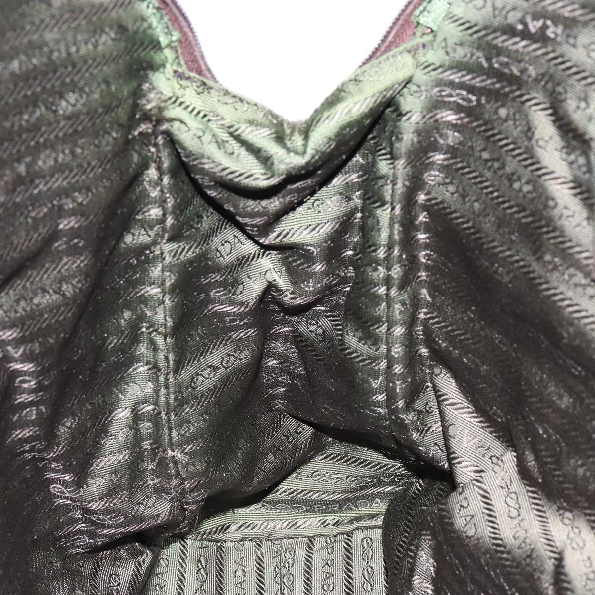 PRADA Hand Bag Nylon Khaki Silver Auth 151267