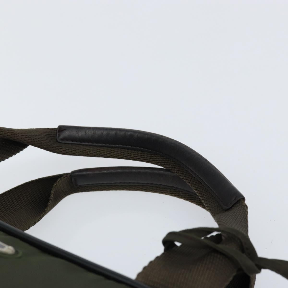 PRADA Hand Bag Nylon Khaki Silver Auth 151267