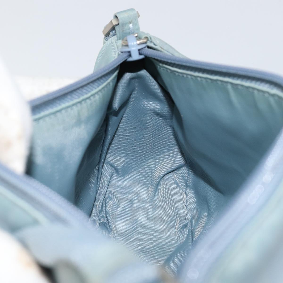 PRADA Accessory Pouch Nylon Light Blue Silver Auth 151268