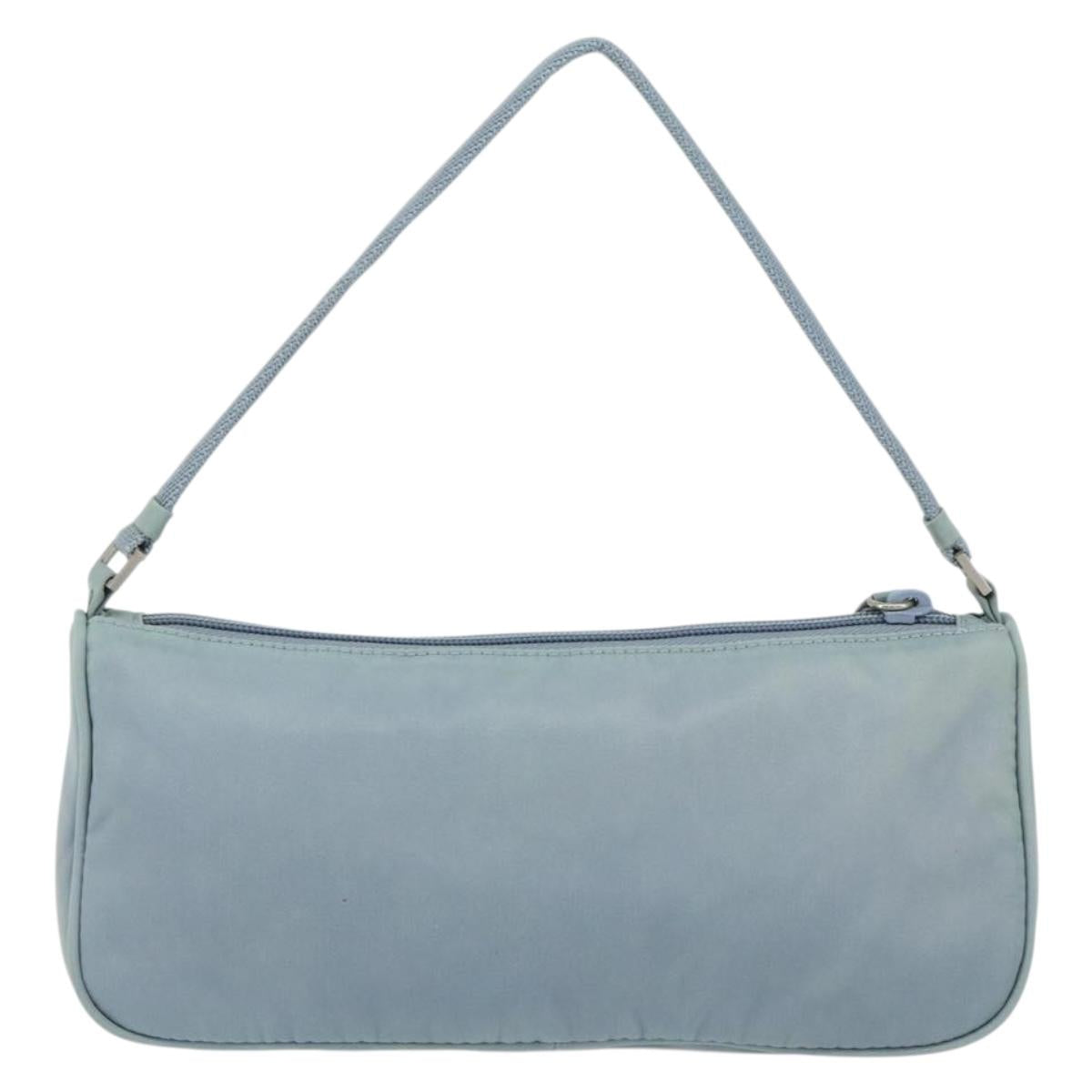 PRADA Accessory Pouch Nylon Light Blue Silver Auth 151268