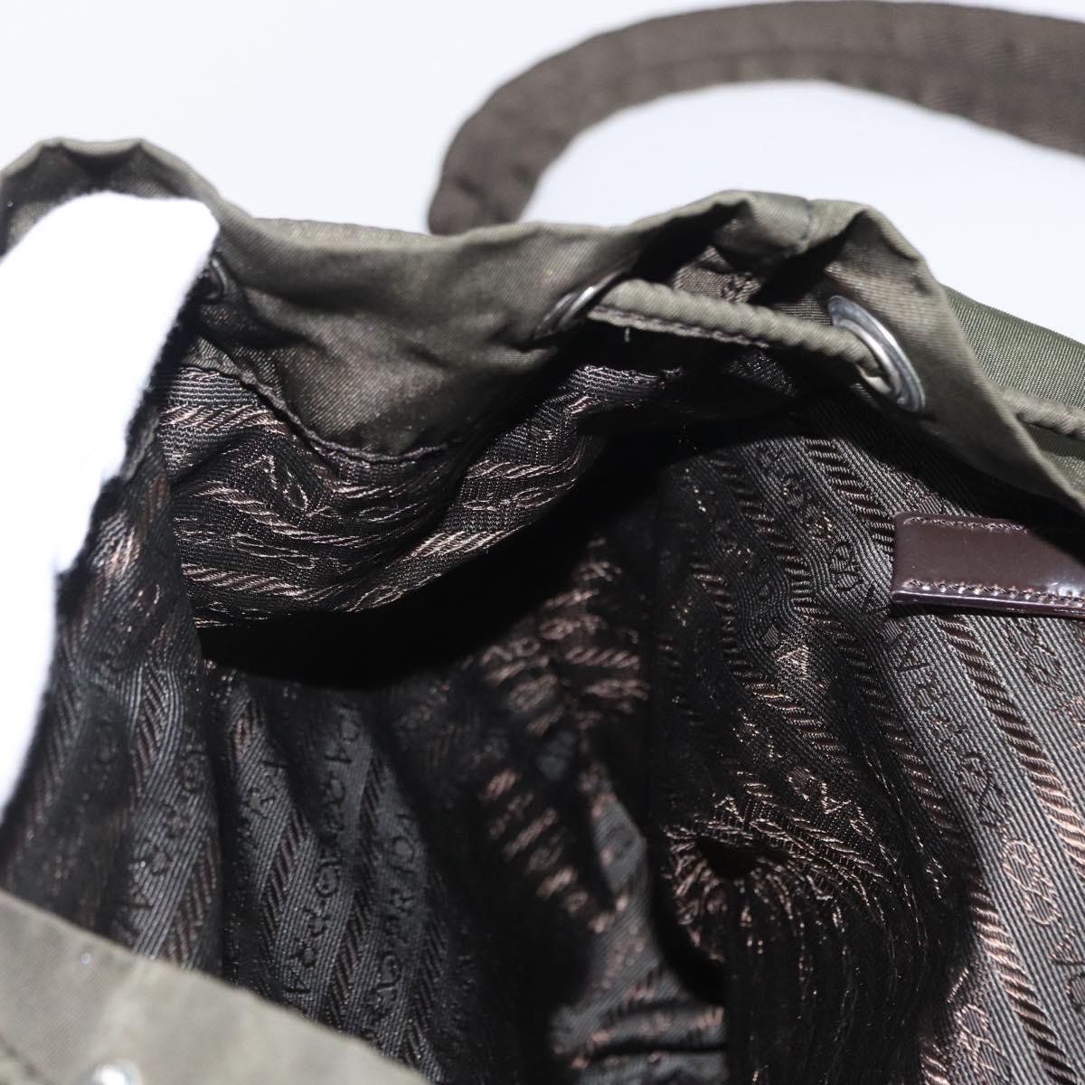 PRADA Backpack Nylon Khaki Silver Auth 151269