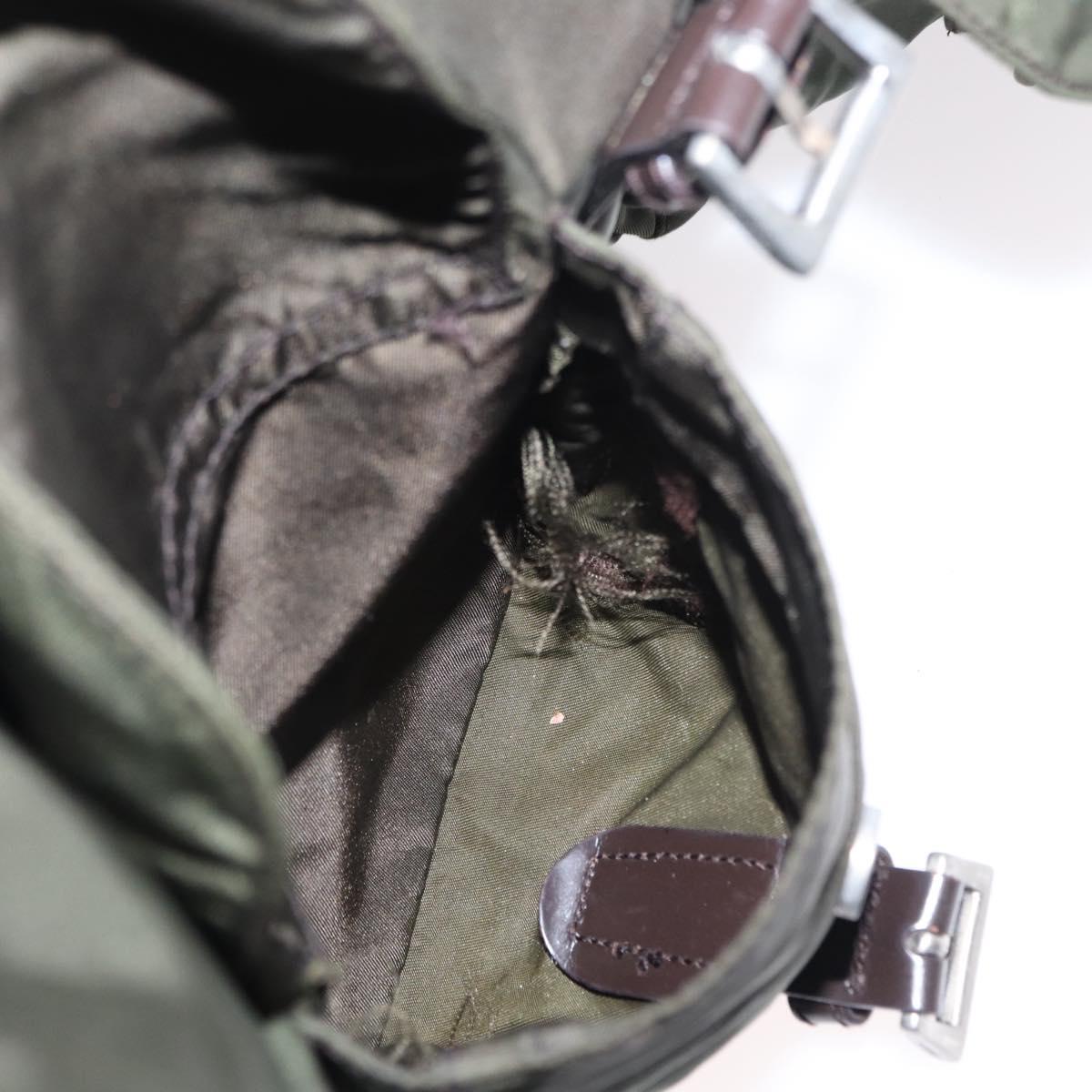 PRADA Backpack Nylon Khaki Silver Auth 151269