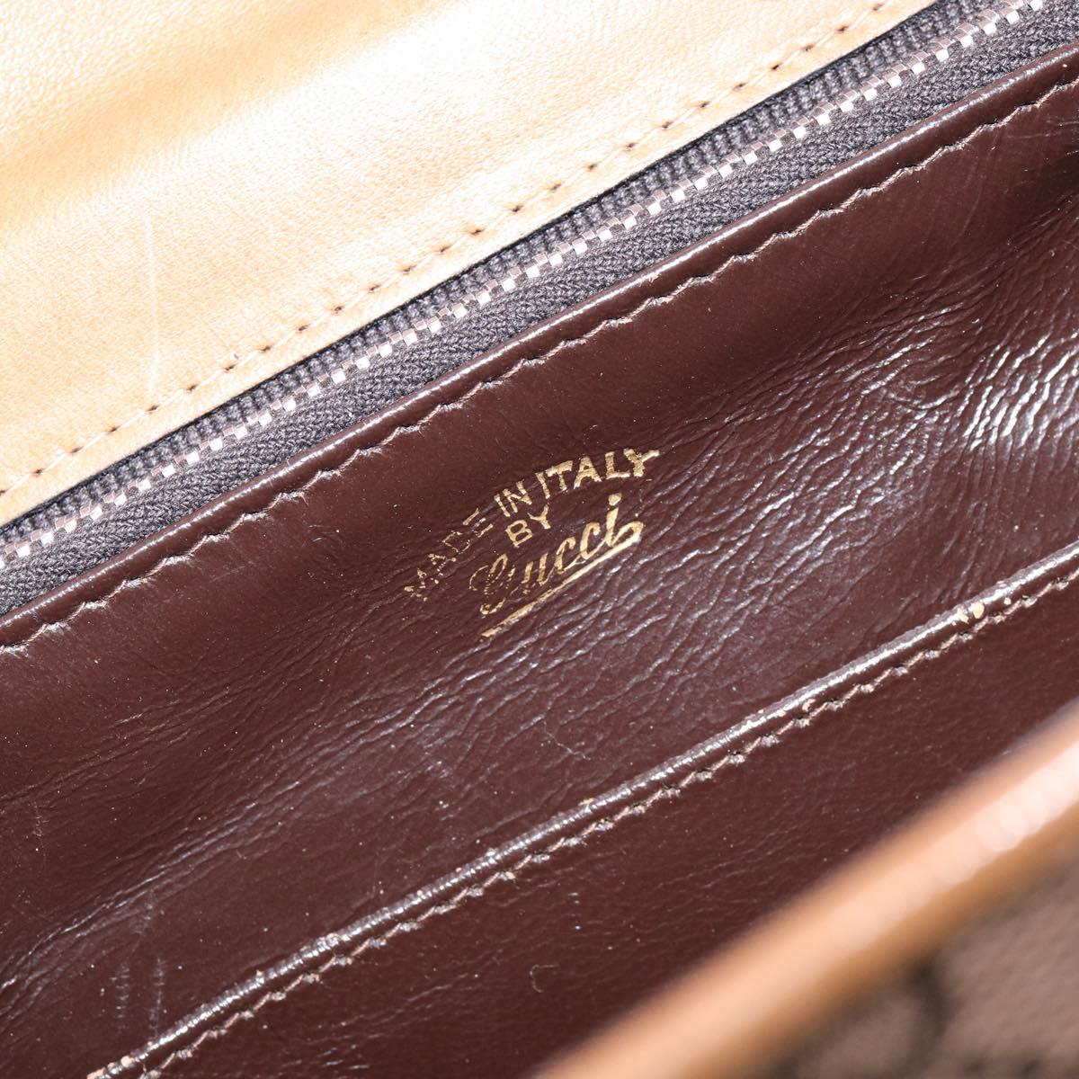 GUCCI GG Canvas Hand Bag Brown gold Auth 151270