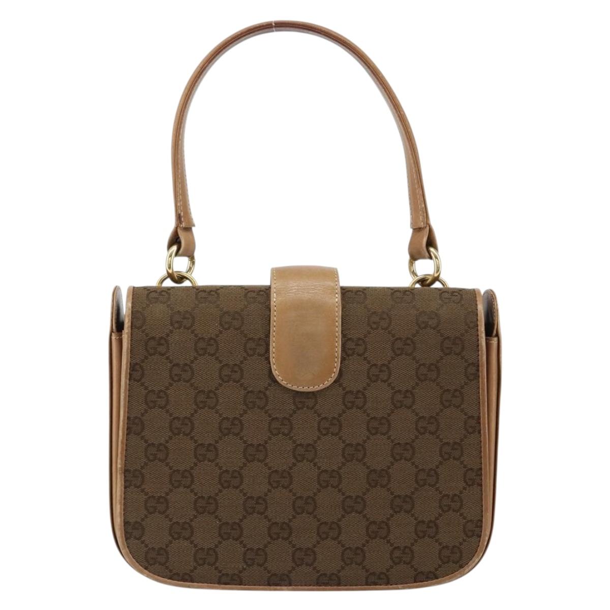 GUCCI GG Canvas Hand Bag Brown gold Auth 151270